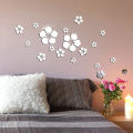 3D Acrylic mirror flowers, wall decor, wall decor items, 18 pcs flowers, self adhesive, waterproof, easy stick, best for home decor or to hide wall stains, kids room decor, room decor, acrylic mirror wall stickers. 
