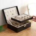 Two Layer Jewelry Organizer Box for Women – PU Leather Large Storage Case with Lock – Classic Style – All Season. 