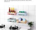 Plastic Inter Design Bathroom Kitchen Organize Shelf Rack Shower Caddy Basket Corner with Wall Mounted Suction Sticker Tape Suction Cup. 