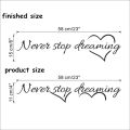 Never Stop Dreaming Wall Sticker Inspirational Quotes Home Decor Bedroom Living Room Wall Decal Vinyl Paper Wall Art Murals. 