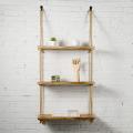 Solid Wood Rope Shelf DIY Wood Hanging Floating Shelves for Living Room Bedroom Bathroom Farmhouse Home Decor and Wall Storage (3 Tier, with Jute Rope). 