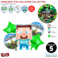 Minecraft Video Game Foil Balloon Set of 5 pieces, Gaming Balloons Steve Character Birthday Party Decoration, Mine Craft Toy Theme Foils Air Baloon, Decorations Supplies, Game Play Ballons, Birth Day Decor, HBD Foil Balloons, Mine-craft Theme : 9A4F2LQ7. 