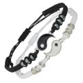 Chinese Style Retro Tai Chi Couple Bracelet- Alloy Hand-woven Rope BFF Best Friend Friendship Simple White Black Jewelry. 