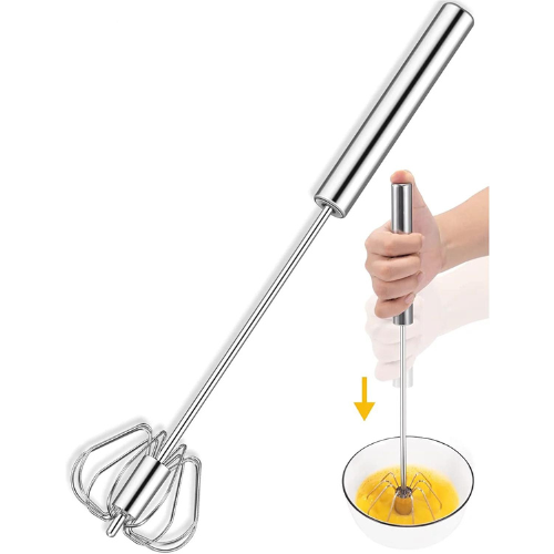 Semi-Automatic Egg Whisk  Stainless Steel Hand Push Whisk for Home Blending, Whisking, Beating and Stirring