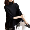 Z&S Women's Bat-Wing Style Printed Fleece Poncho. Black. 