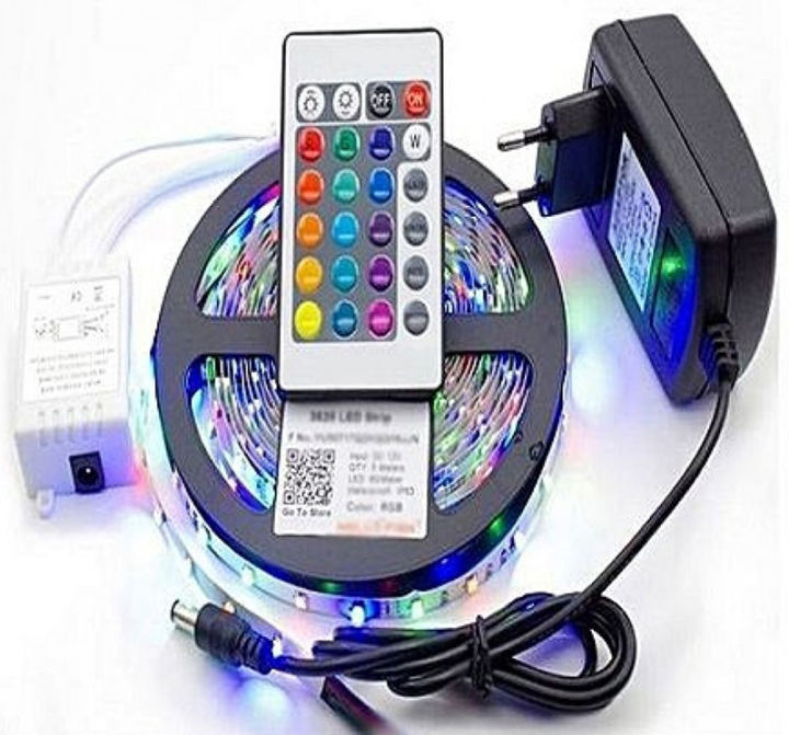 6 Colour RGB Waterproof LED Strip Light 5M RGB DC 12V LED Strip With Remote Control 5A Power Adapter