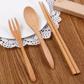Creative Design Thick Handle Wood Spoon Fork Chopstick / Portable Tableware Wooden Cutlery Sets. 