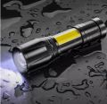 Pocket size torch light - Mini LED Micro USB Charging with Cable and Case - Powerful torch COB Small Rechargeable - Swat Rechargeable Hand Lamp -Mini Flashlight Built In Battery Zoom Torch -  Adjustable Outdoor Waterproof emergency Pocket Light. 