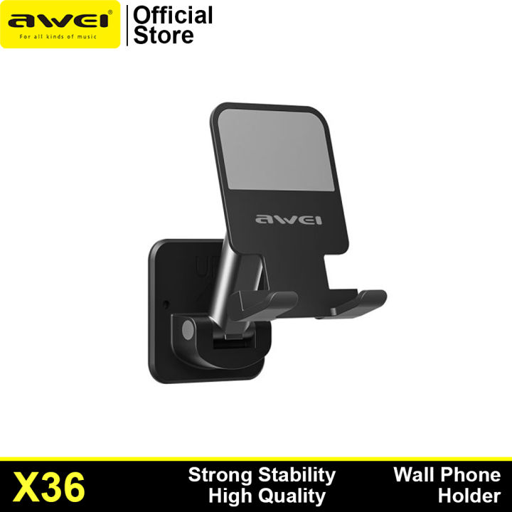 Awei X36 Wall Phone Holder Foldable Durable Strong Stickiness Adjustable Angle Suitable For Mobile Phone,Tablets