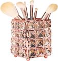 Crystal Makeup Brush Holder, Cosmetic Organizer For Makeup Brushes, Rectangle, Rose Gold. 