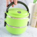 Stainless Steel Thermal Lunch Box 2 Layers Food Storage Container Portable Bento Box (Green). 
