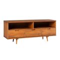 TVUNIT113 - Oak Wood Antique TV Console Brown Polish Finish Entertainment Unit Caramel & Walnut Modern Living Room TV Bedroom Furniture Desk. 