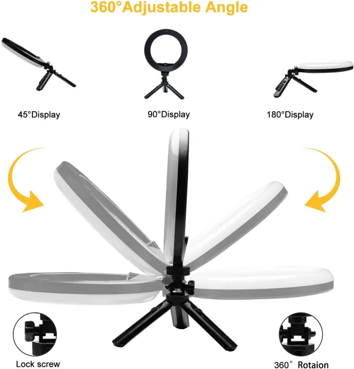 Petdal%208%20inch%20LED%20Ring%20Light%20With%20Tripod%20Stand%20and%20Phone%20Holder,%20Dimmable%203%20Color%20Modes%20&%2010%20Brightness%20USB%20Powered%20Desk%20Selfie%20Makeup%20Ring%20Light%20for%20Live%20Streaming,%20YouTube,%20Video%20Shooting,%20Vlog%20-%20Image%203