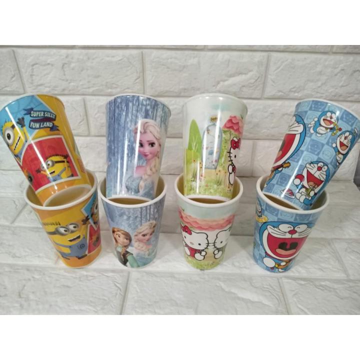 pcs-Melamine Glasses For Kids Beverage Beautiful Cartoon Print Glasses  for Kids and Babies- Unbreakable