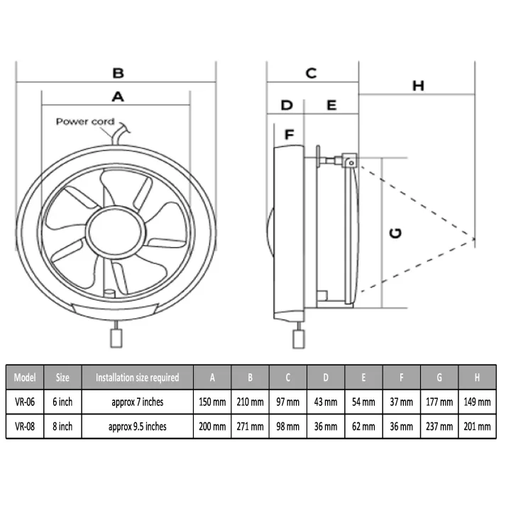 FEIDIAO%206%20inch%20/%208%20inch%20Round%20Ventilating%20Exhaust%20Fan%20(Prime%20Model)%20-%20Imported%20-%20Image%203