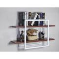 PVC BOX  WALL HANGING SHELF WHITE WITH LIGHT BROWN. 