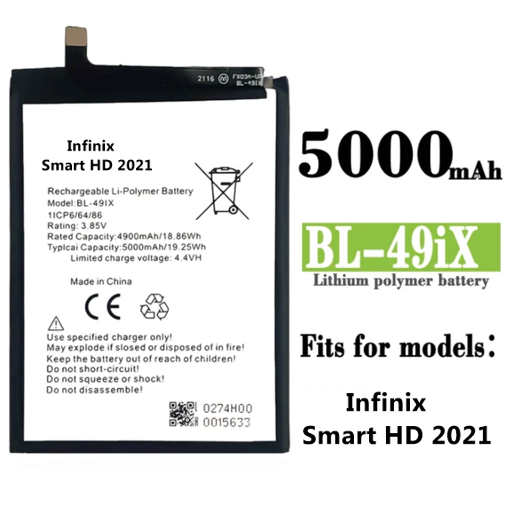 Infinix Smart HD 2021 Battery Replacement BL-49IX Battery with 5000mAh _ Silver