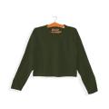 Reverb Basic Olive Green Long Sleeve Crop Top. 