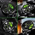 "Men's Rotating Rim Watch - Automatic Sport Watch with Wheel Rim Design | Waterproof & Stylish",Car Wheel Rim Hub Design Sport Automatic Wristwatch. 