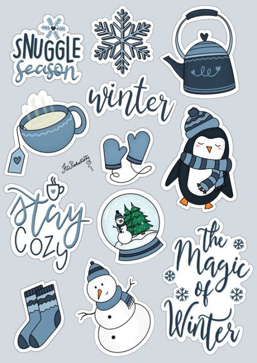 Winter sticker pack Winter them sticker Cute Kawaii Sticker for Laptop ...
