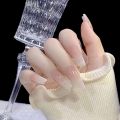 24pcs/box with Jelly Stickers Long Ballet Press on Nails Detachable Full Cover Acrylic Nails Tender Pink Fake Nails Simple Gradient False Nails Girl. 