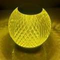 Acrylic crystal ball rechargeable table lamp, round atmosphere night light bar living room, bedroom, bedside, three color LED lamps. 