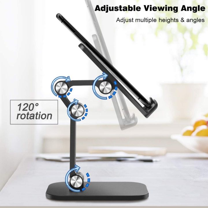Adjustable%20Cell%20Phone%20Stand%20Angle%20Height%20Adjustable%20Foldable%20Phone%20Holder%20For%20Desk%20Anti-Slip%20Silicone%20Pad%20For%20Tablet%20Stand%20-%20Black%20-%20Image%204