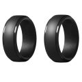 2Pcs 8Mm Black Men Silicone Cool Rings Women Rubber Wedding Ring Environmental Sports Ring- 7 & 8. 