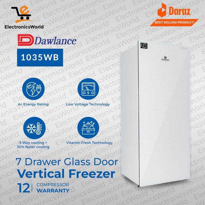 Dawlance Refrigerator 1035WB Avante + Glass Door Inverter Cloud White Vertical Freezer 55% Energy Saving 12 Years Compressor Warranty