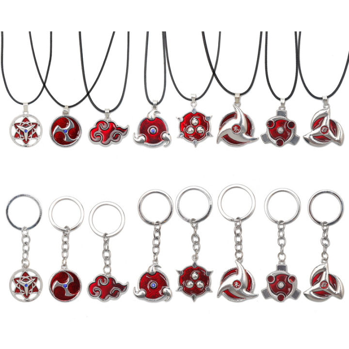[ New ] Anime Naruto Xiao Organization Hongyun Checkmark Flag Mukakashi III Magatama Sharingan Necklace Keychain
