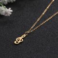 Music Note Treble Musical Symbol G Clef Statement Gold Color Stainless Steel Snake Chain Pendant For Woman Man. 