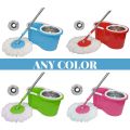 [Steel Wringer] Rotating Spin Mop 360 with Bucket & Wheels - 01 Microfiber Cloth Included (Extendable and Retractable) Steel / Plastic. 