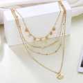 Women Multilayer Choker Horn Long Crescent Moon Coin Pendant Chain Necklace Collar Jewelry. 