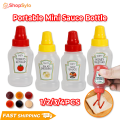 Mini Tomato Ketchup Squeeze Bottle 25ml - Portable Small Sauce Container Salad Dressing Pantry For Lunch and Bento Box Dressing & Oil Bottle Accessories. 