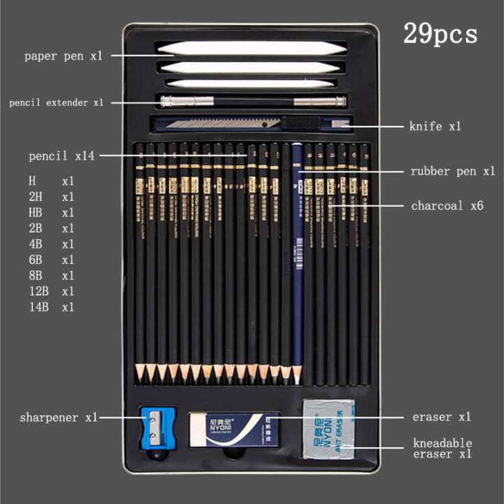 NYONI%20Professional%20Sketching%20Set%20&%20Sketch%20And%20Drawing%20Kit%2029%20Pcs%20-%20Image%204
