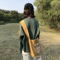 Fashion Women's Canvas Cute Bear Pattern Shoulder Bag Casual Cartoon Travel Messenger Bag Student School Bag Yellow. 