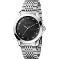 Gucci G-Timeless Silver Stainless Steel Black Dial Quartz Watch for Ladies- YA126405. 