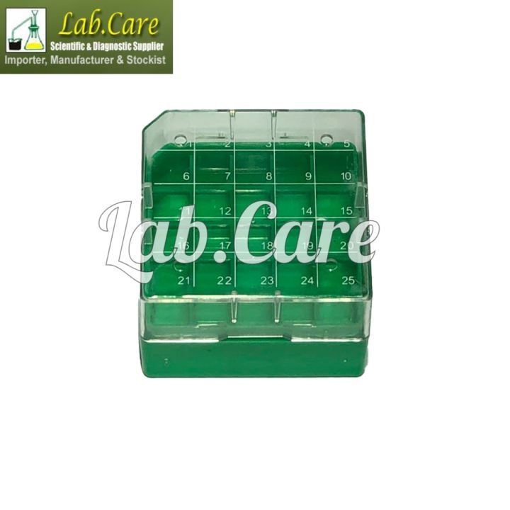 Polycarbonate CryoBox Vial Rack, Freezer Storage, 5 x 5 Array, 25 Place Fit for 2ml Cryovial, Freezing Box, Cryovial Box