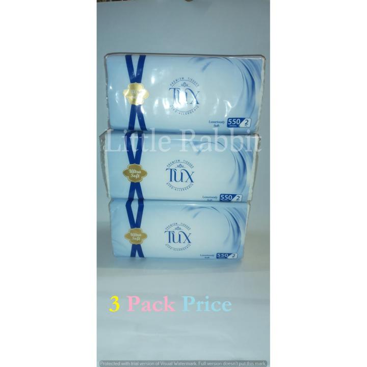 Tux Tissue Premium Soft Pack 550 2 Ply (3 Pack Price)