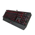 "LESHP Mechanical Gaming Keyboard: 2.4GHz USB Backlit, Striking Red LED Colors, 104 Keys, No Driver Required – Unleash Precision and Style in Black!". 