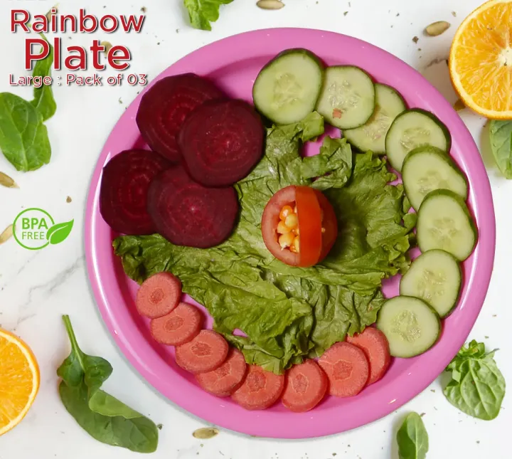 Rainbow Plates – Large and Small Size (4 & 3 pcs) for Vibrant Dining ...