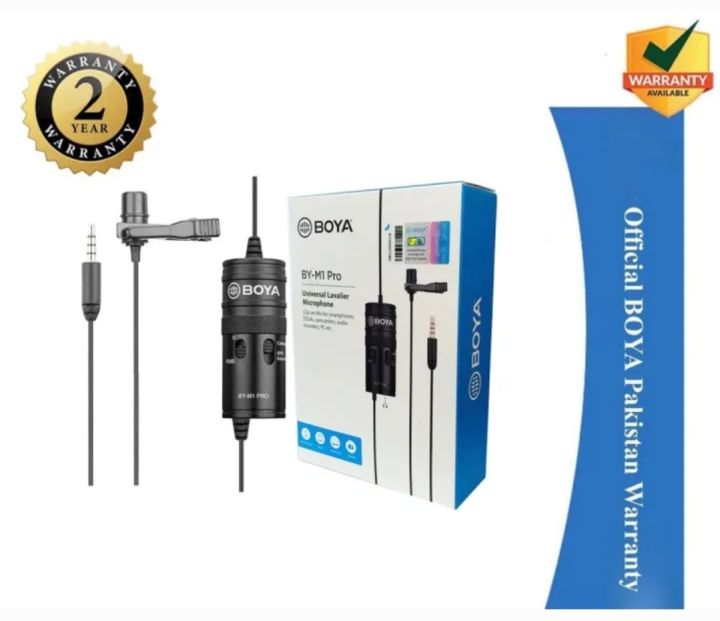 2 Years Warranty - BOYA BY M1 Pro Omnidirectional Microphone For PC Camera and Mobile 3.5mm