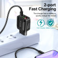USB Fast Charging 2-port LED Display Wall Charger. 