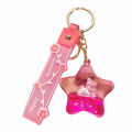 Quicksand into the oil rainbow pony keychain liquid starfish drifting bottle delicate girl pendant car accessories charm. 