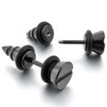 Stainless Steel Stallion Earrings Plastic Black Rubber Screw Spike Pinch Plug Charming Attractive Elegant Man. 