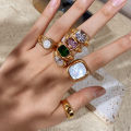 Jewelry Wholesale 18K Gold Plated Irregular Wrinkle Lava Stainless Steel Open Rings for Women Statement Rings. 