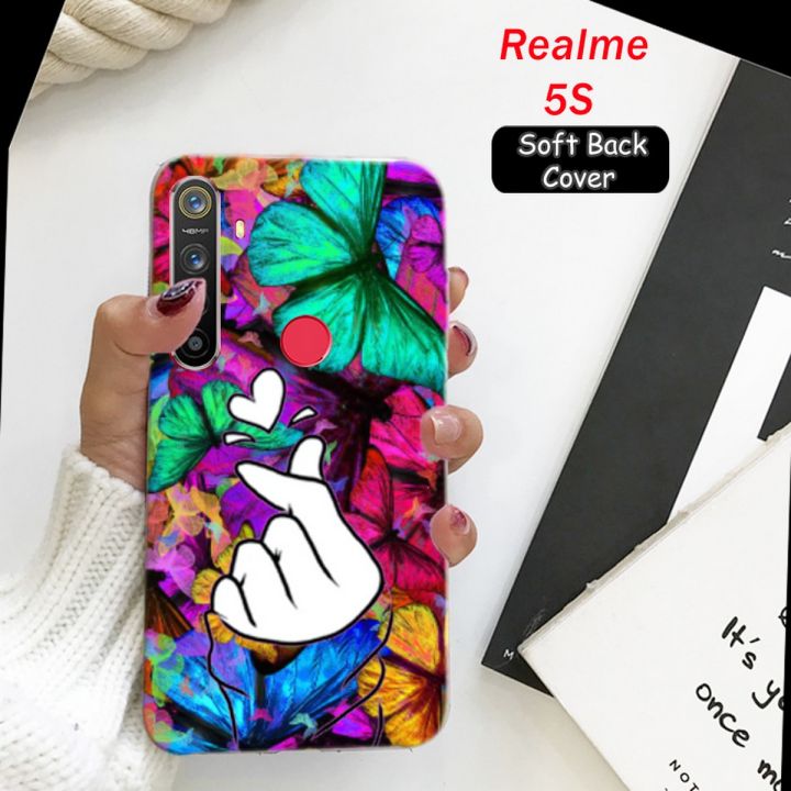 Realme_5S Pouch Cover - Heart Ladies Girl Love Soft Back Cover Case for Realme_5S