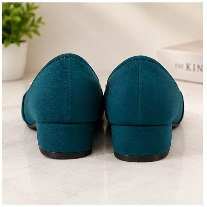 Women%E2%80%99s%20Teal%20Loafers%20with%20Gold%20Buckle%20-%20Image%204