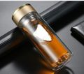 Techmanistan 500ml Double Wall Glass Tumbler, Coffee Tumbler, Hot & Cold Coffee Cup With Strainer & Lid, Double Layer Transparent Tumbler Drinking Cup Bottle. 