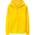 Yellow Fleece Full Sleeves Zipper Hoodie For Women. 